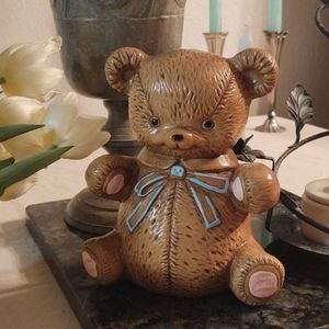 Teddy Bear Coin Jar Bank Vintage Children's Room Nursery Decor